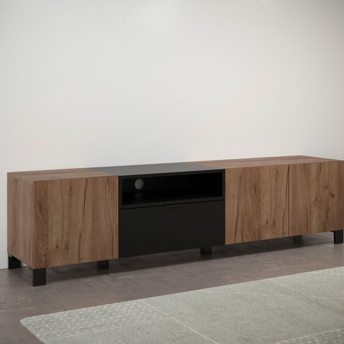 TU MESITA - Mueble para TV Atlas color Macadamia/Negro TU MESITA