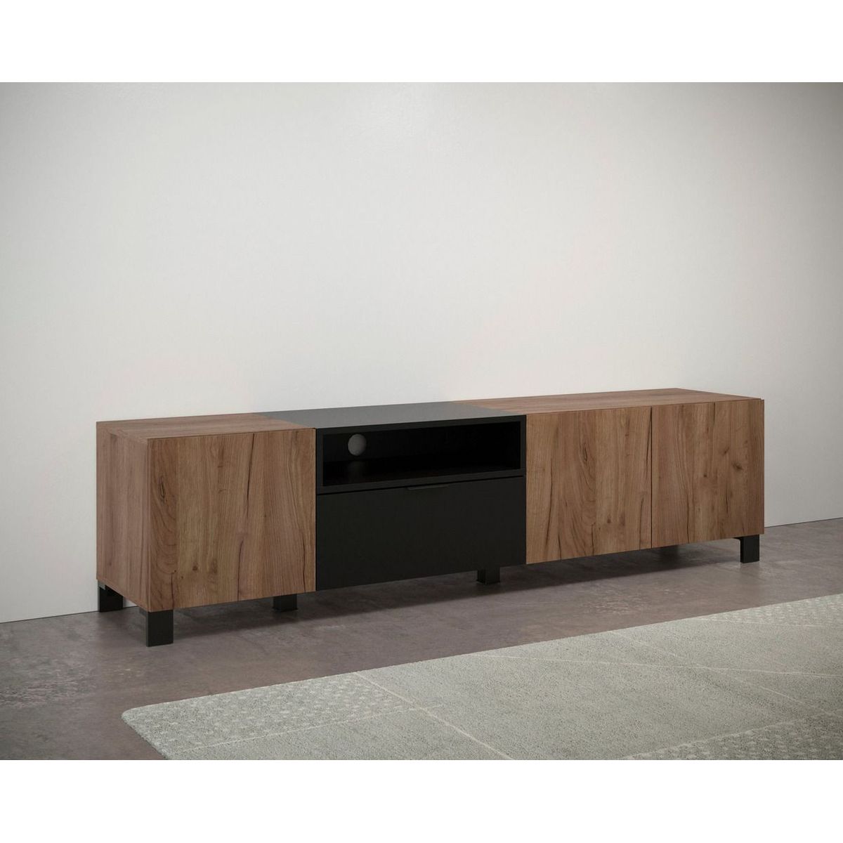 TU MESITA - Mueble para TV Atlas color Macadamia/Negro TU MESITA
