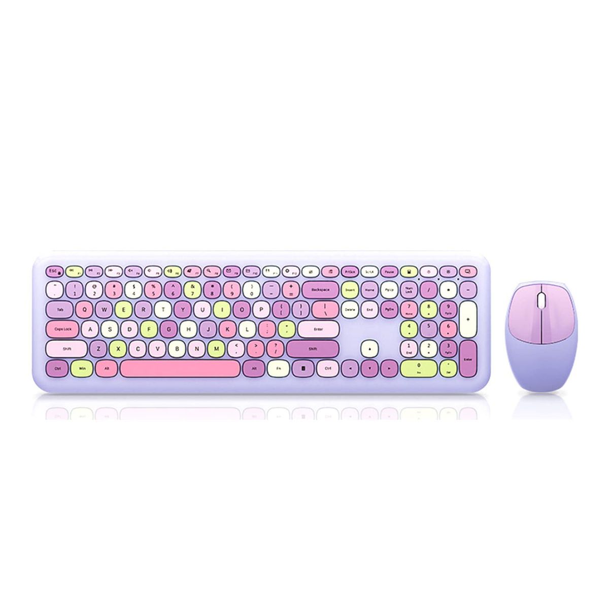 GENERICO - TECLADO Y MOUSE MOFII KIT INALAMBRICO PINK LILA