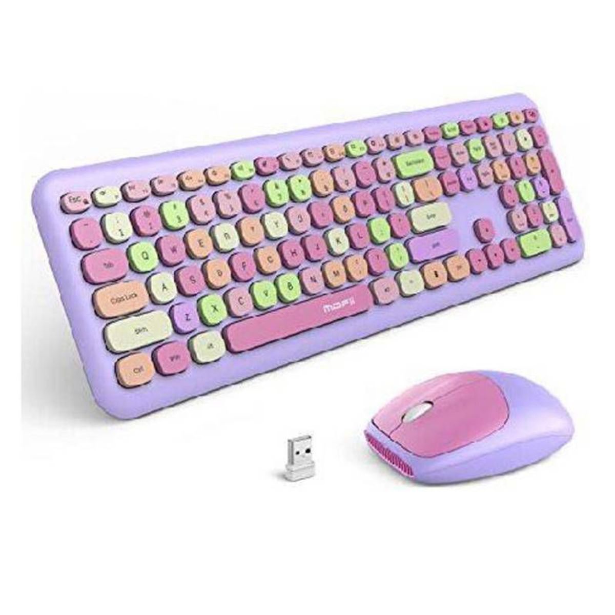 GENERICO - TECLADO Y MOUSE MOFII KIT INALAMBRICO PINK LILA