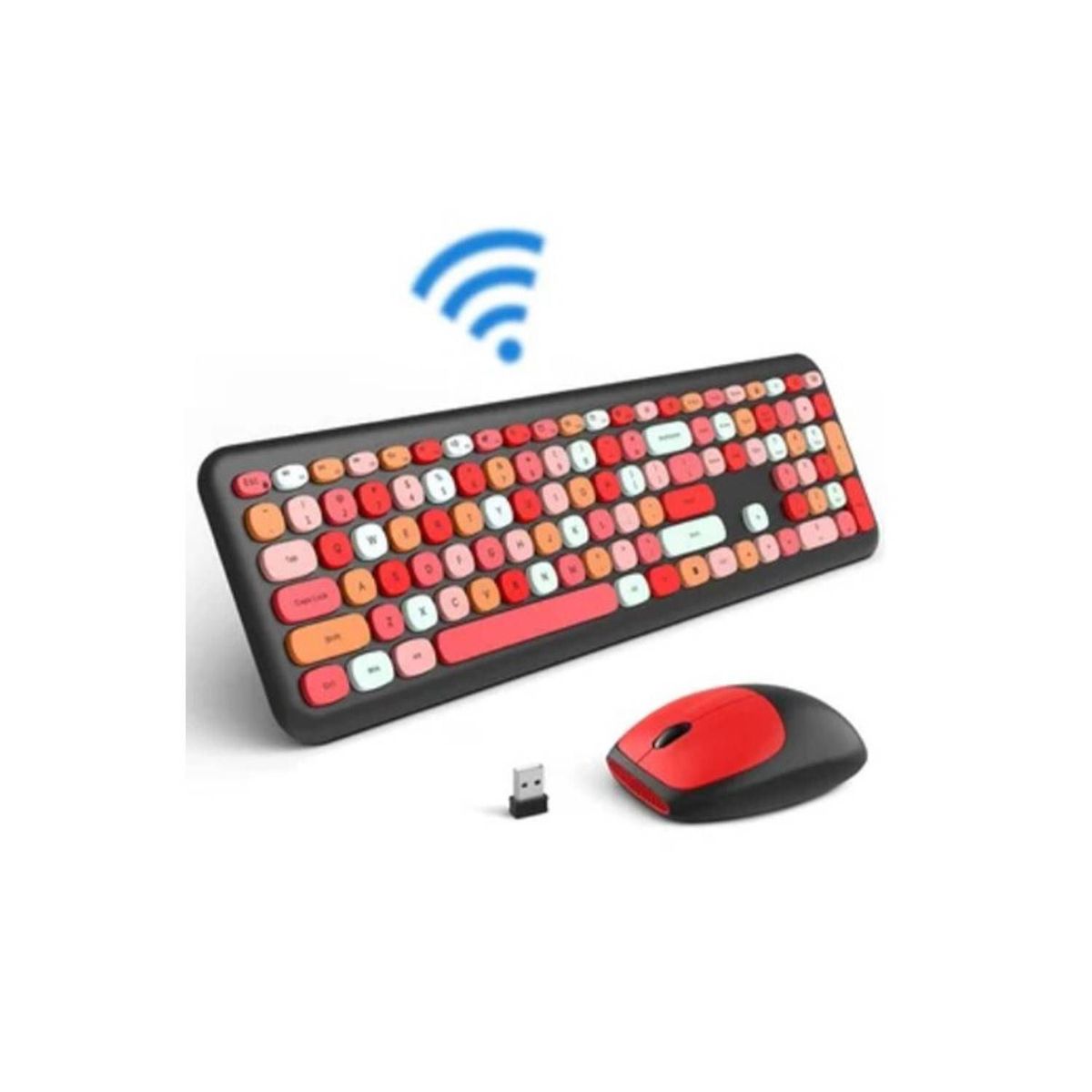 GENERICO - TECLADO Y MOUSE MOFII KIT INALAMBRICO PINK NEGRO