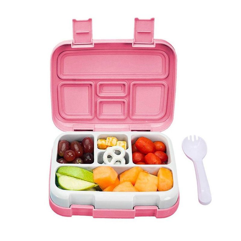 GENERICO - Lonchera para Niños Tipo Bento Box de 4 Divisiones, Incluye cubierto