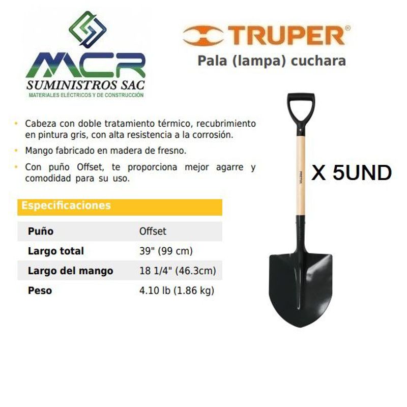 PRETUL - Pala O LAMPA MINERA con puño "Y" 6 UND PRETUL