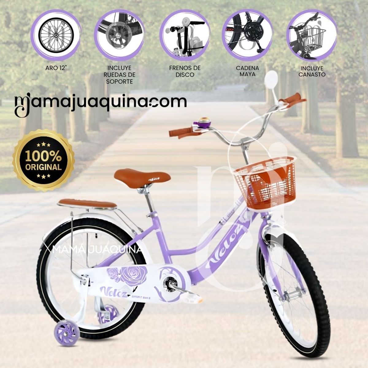 VELOX - Bicicleta Campera Aro 12 «COQUETTE» Light Purple