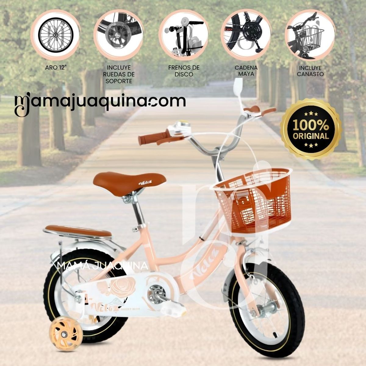 VELOX - Bicicleta Campera Aro 12 «COQUETTE» Melón