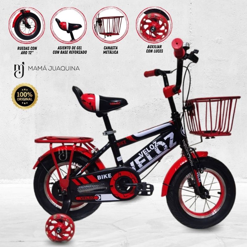 VELOX - Bicicleta Para Niño Aro 12 «MONTAÑERITA» Red