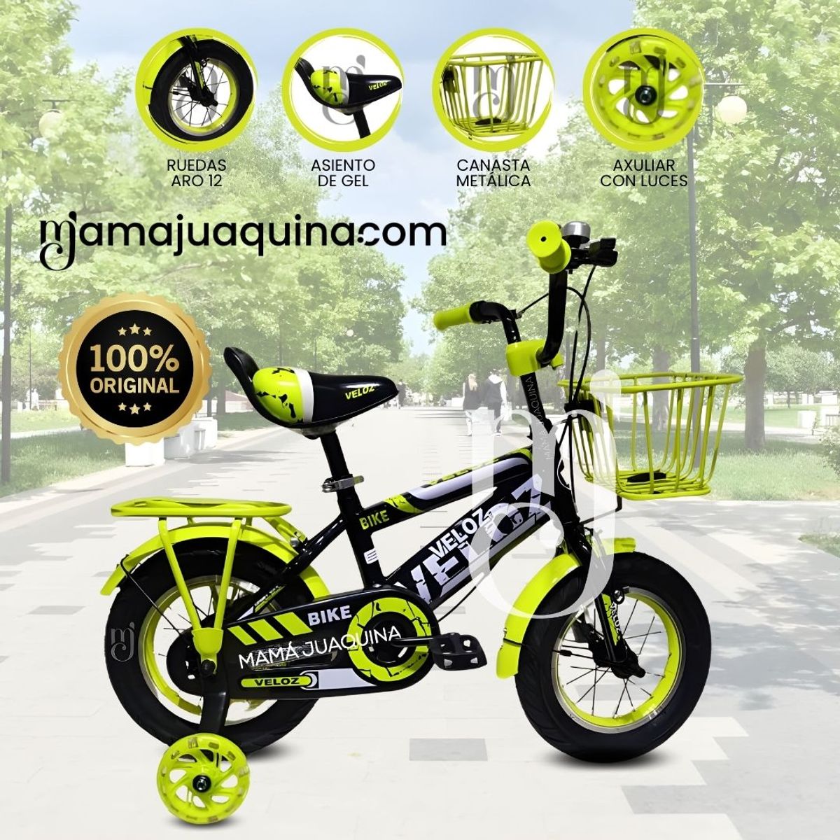 VELOX - Bicicleta Para Niño Aro 12 «MONTAÑERITA» Lemon