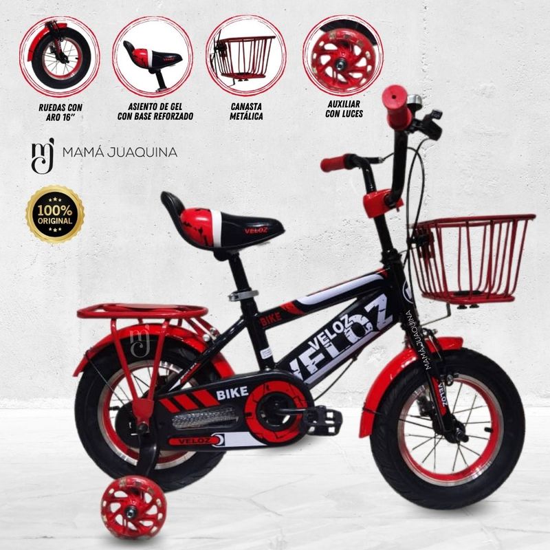 VELOX - Bicicleta Para Niño Aro 16 «MONTAÑERITA» Red