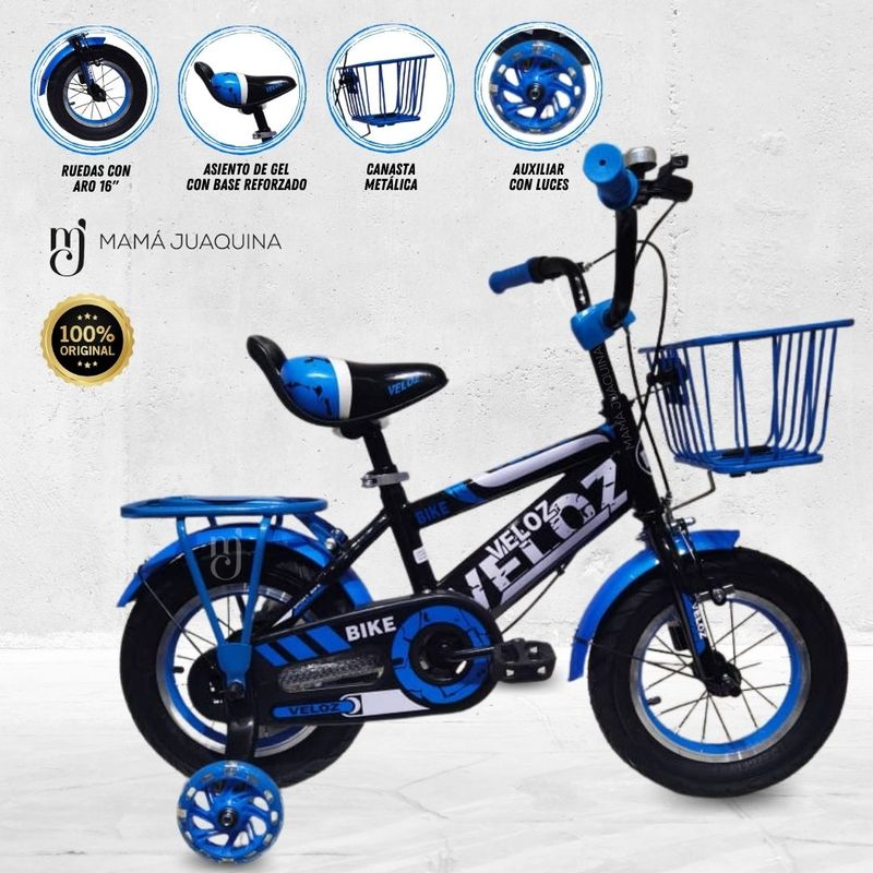 VELOX - Bicicleta Para Niño Aro 16 «MONTAÑERITA» Blue