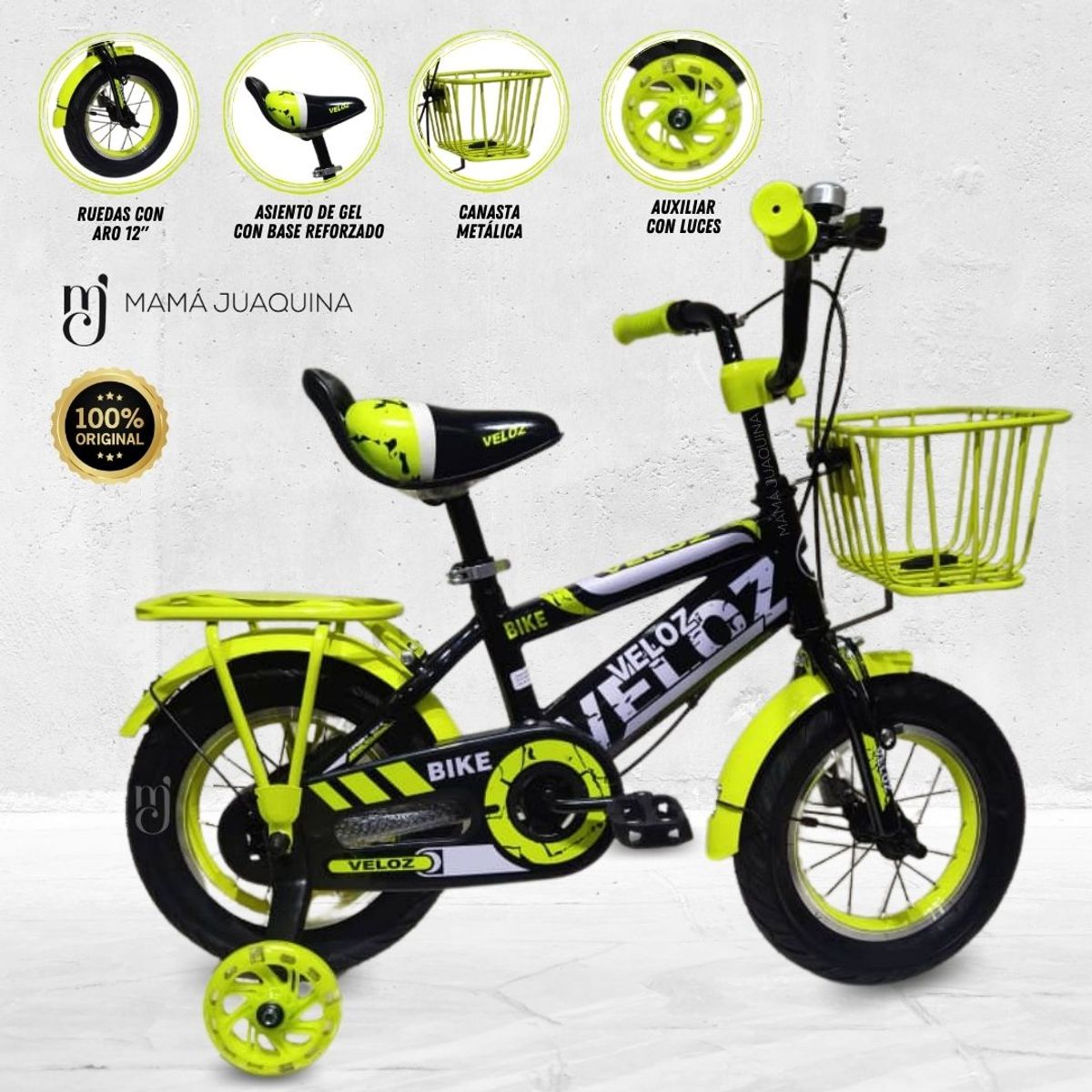 VELOX - Bicicleta Para Niño Aro 16 «MONTAÑERITA» Lemon
