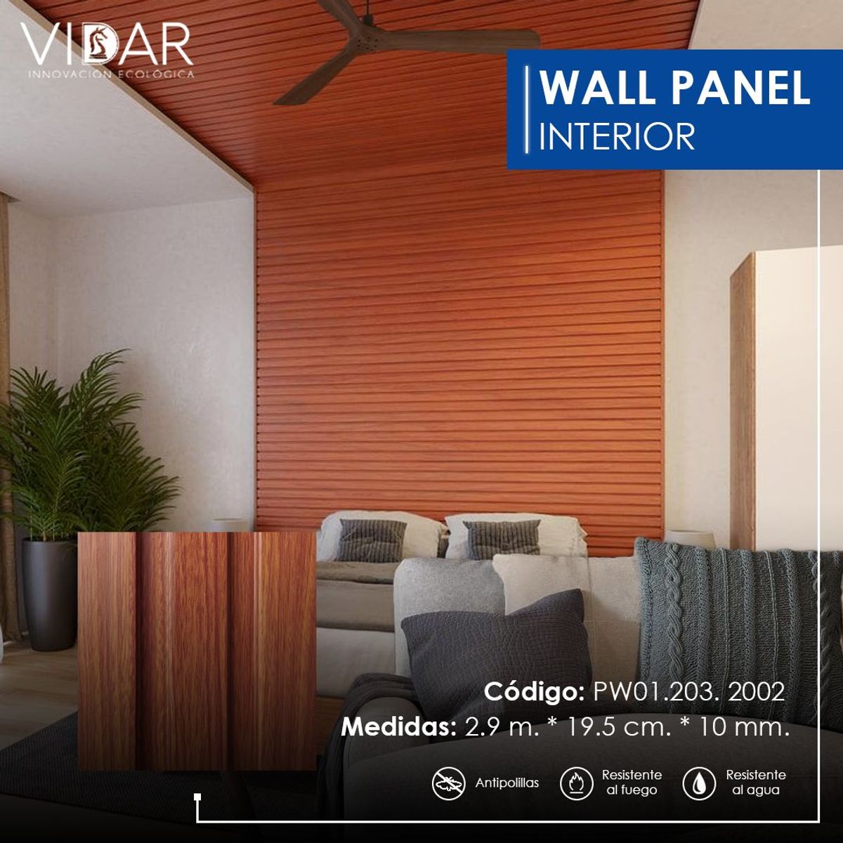 VIDAR - WALL PANEL WPC INTERIOR SAPELLI VENTA POR UNIDAD
