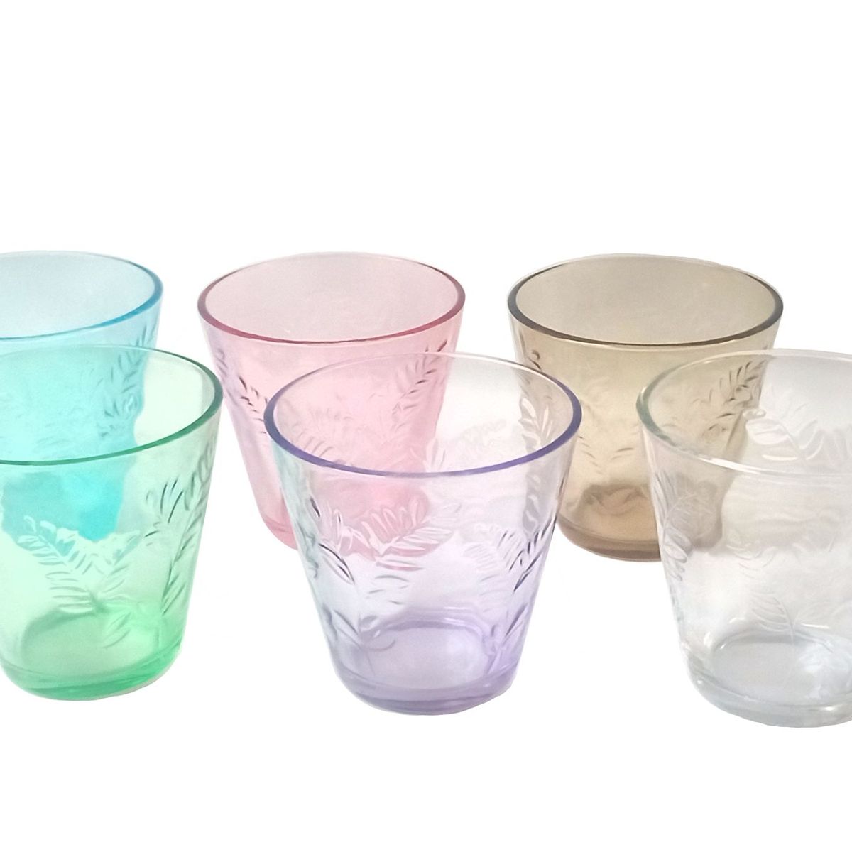 GENERICO - Set De Vasos de Vidrio Multicolor x 6 Unidades