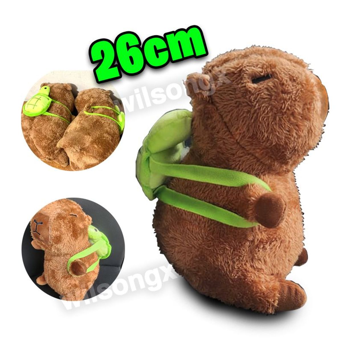 GENERICO - Peluche Capibara con Mochila de Tortuga 26cm Muñeco Cuy