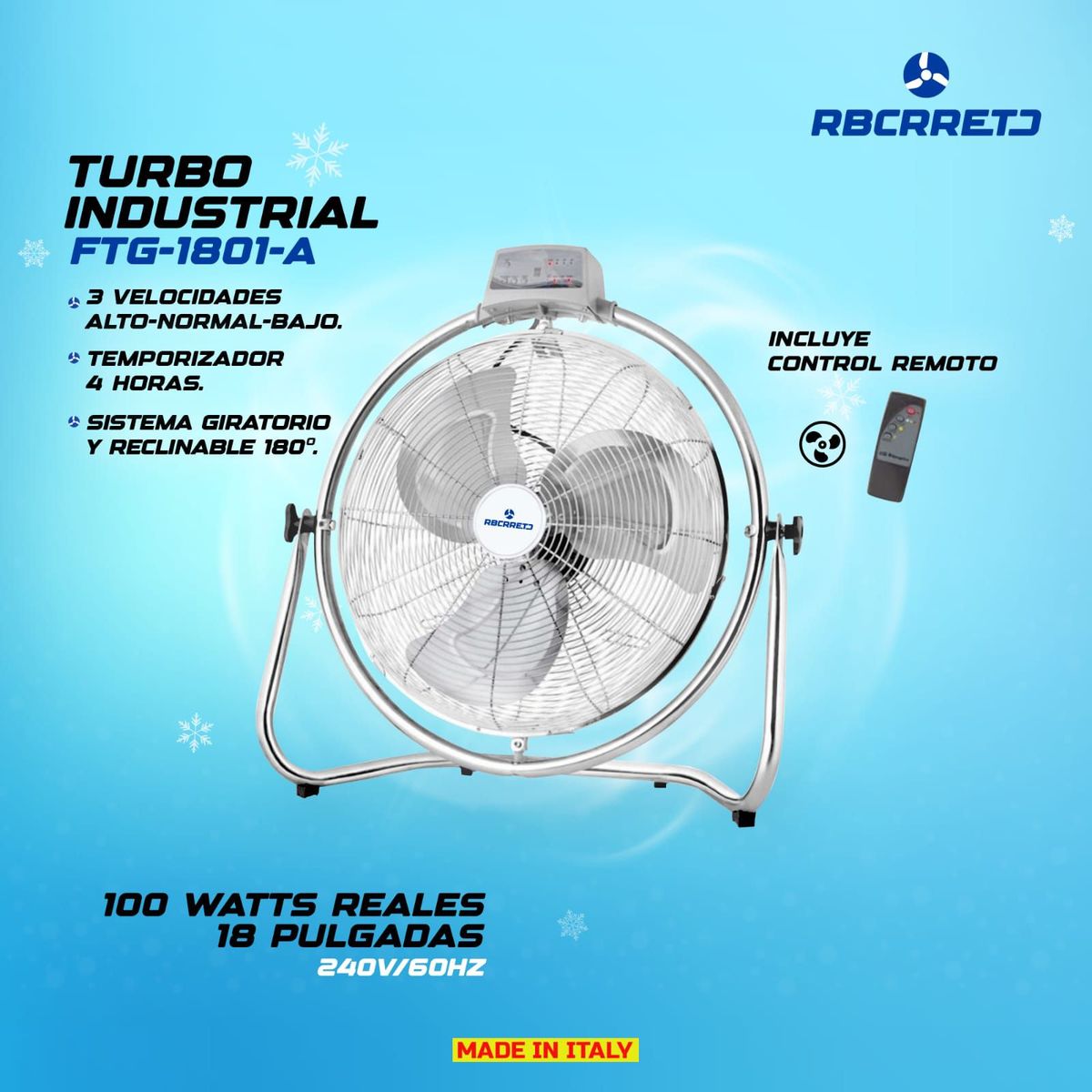 GENERICO - Ventilador Turbo Industrial 2en1 18 FTG-1801-A RBCRRECTO