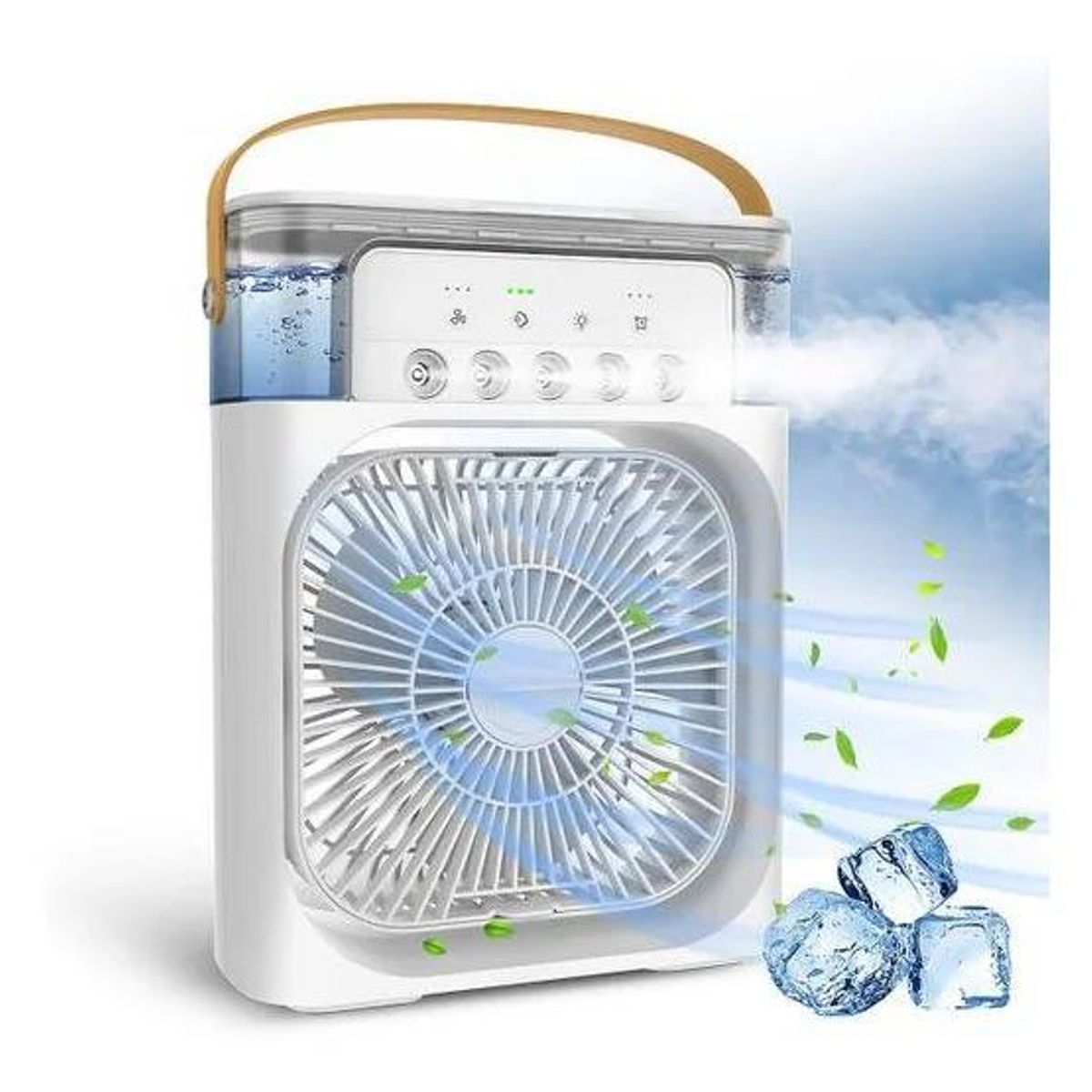 GENERICO - VENTILADOR HUMIDIFICADOR PORTÁTIL CON AIRE ACONDICIONADO BLANCO 3 EN 1