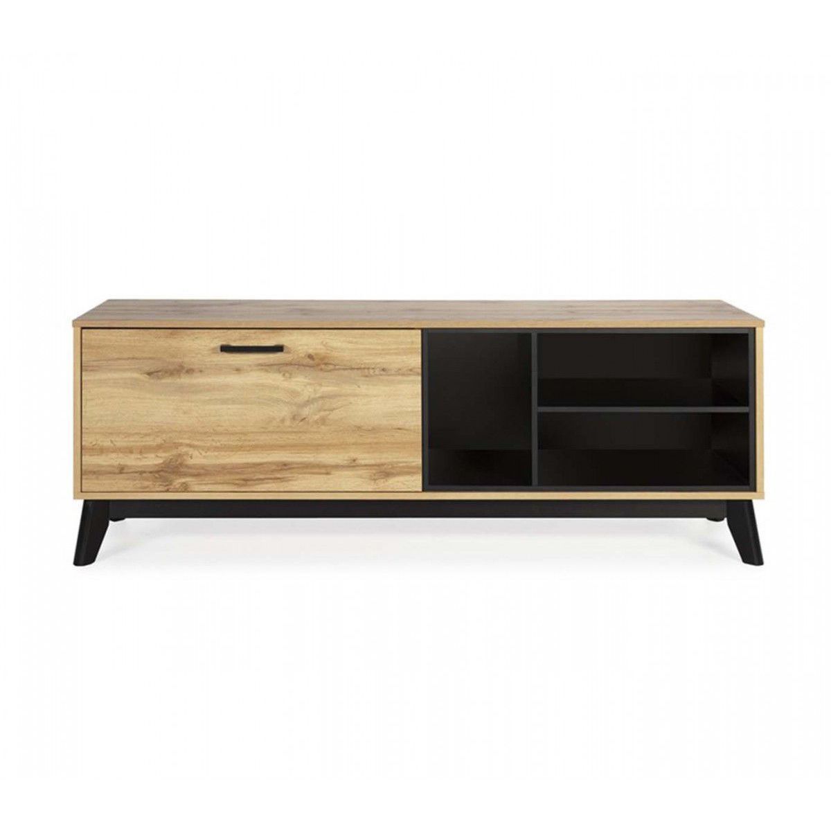 TU MESITA - Mesa de TV rústica 1 puerta Africa color Marrón/Negro TU MESITA