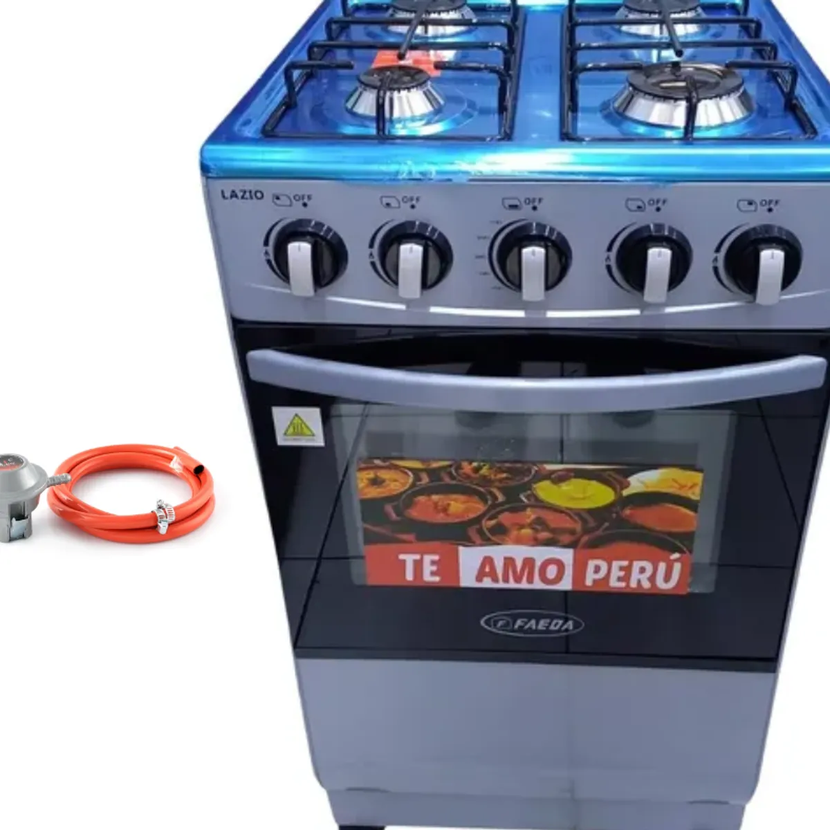 GENERICO - COCINA DE 4 H. FAEDA  MODELO LAZIO  2023 + Válvula para Gas