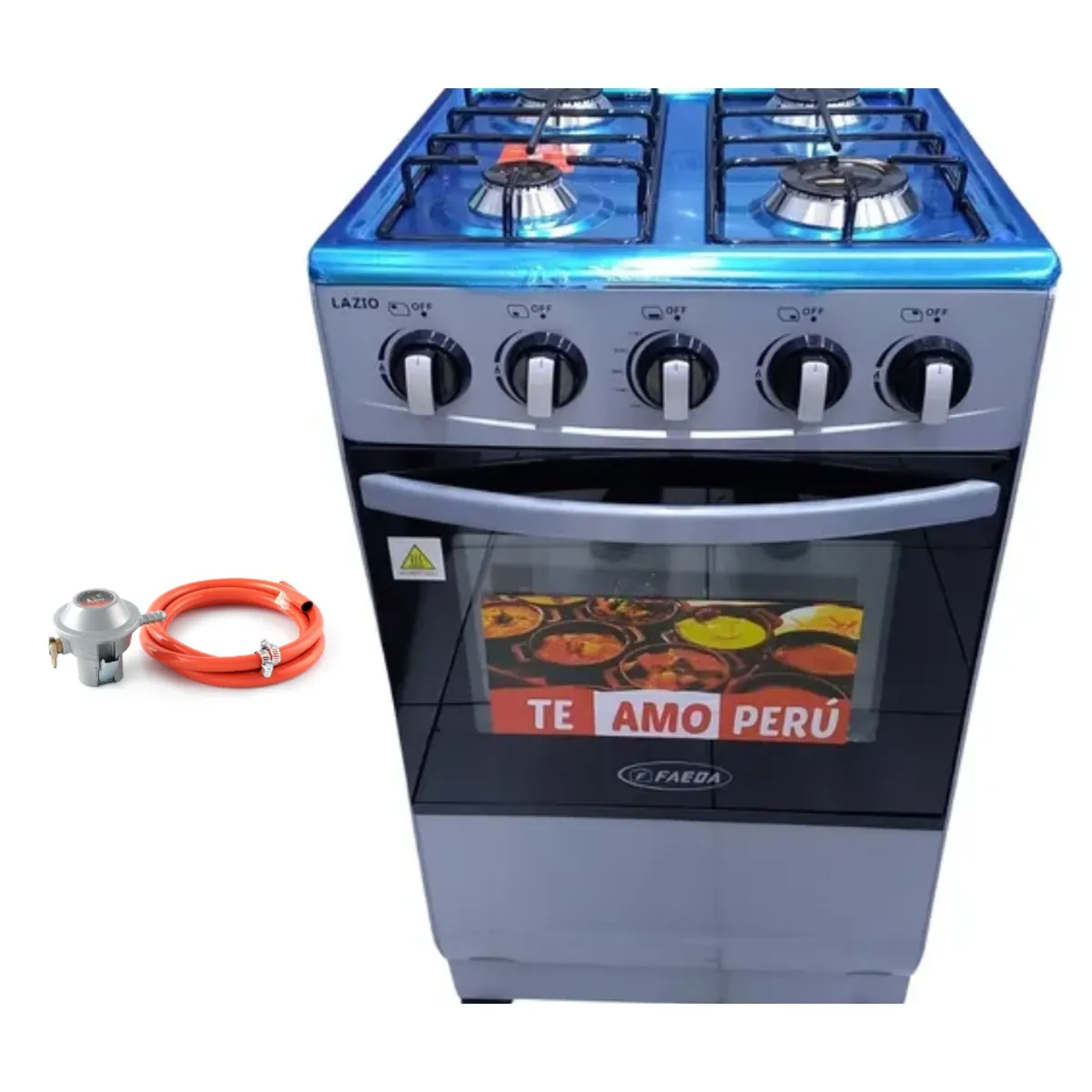 GENERICO - COCINA DE 4 H. FAEDA  MODELO LAZIO  2023 + Válvula para Gas