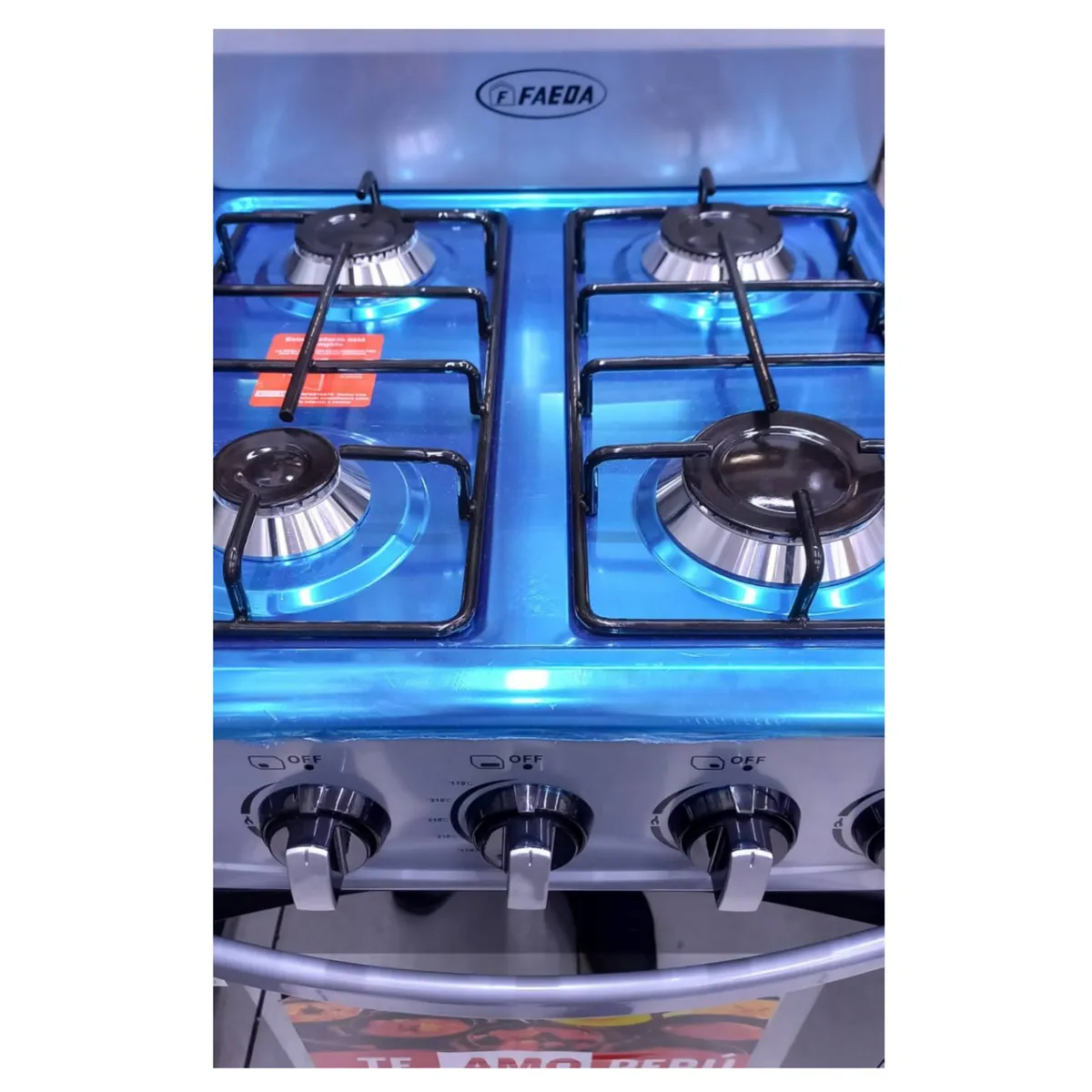 GENERICO - COCINA DE 4 H. FAEDA  MODELO LAZIO  2023 + Válvula para Gas