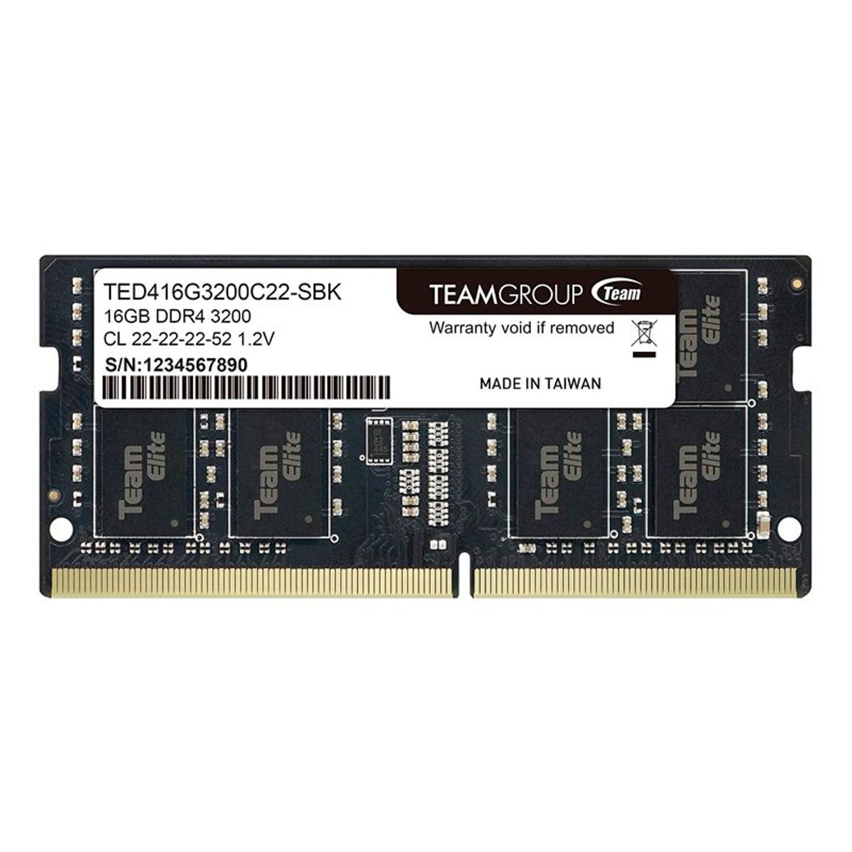 TEAMGROUP - Memoria SO-DIMM TeamGroup Elite 16GB DDR4-3200MHz PC4-25600 12V CL22