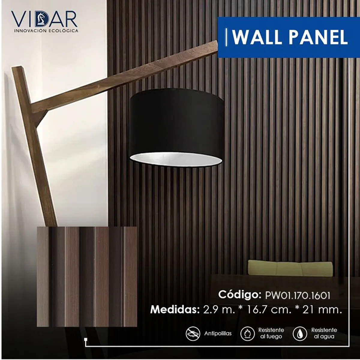 VIDAR - WALL PANEL WPC INTERIOR BROWN BROWN VENTA POR UNIDAD