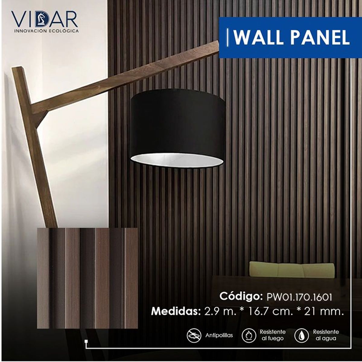 VIDAR - WALL PANEL WPC INTERIOR BROWN BROWN VENTA POR UNIDAD