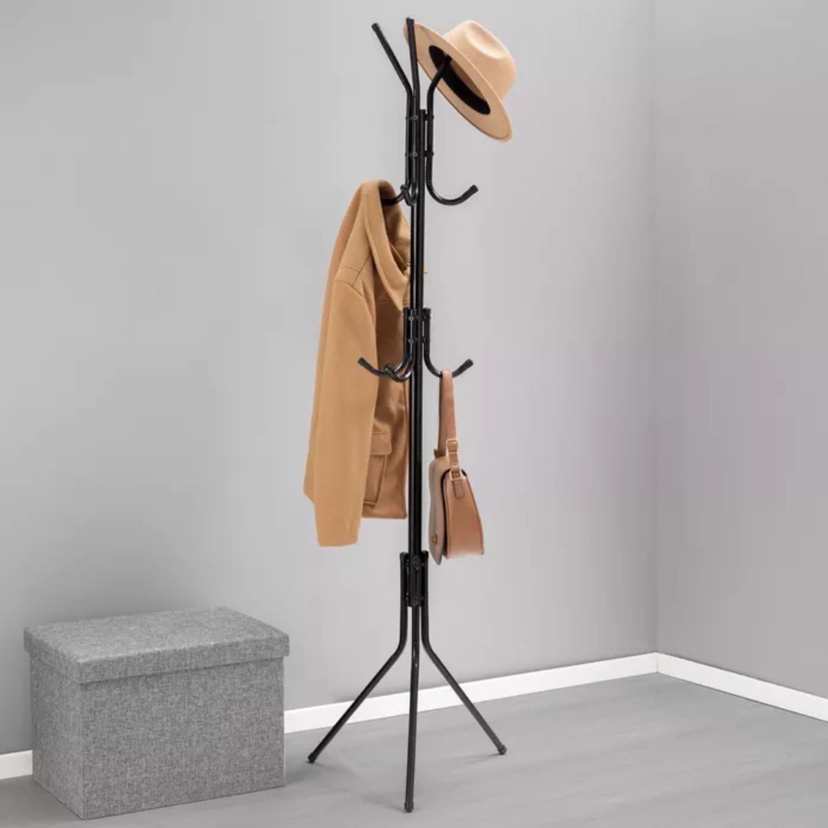 GENERICO - Perchero Colgador Sombreros Prendas Bolsos Metal Negro