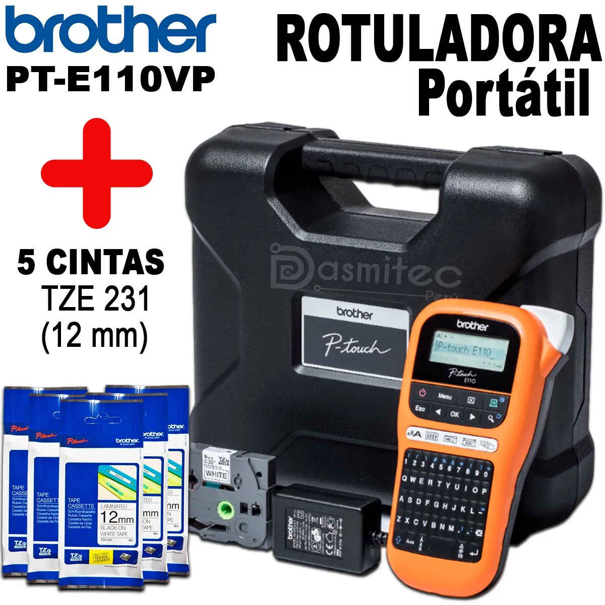 BROTHER - Rotuladora Brother PT-E110VP + 5 TZE-231 12mm
