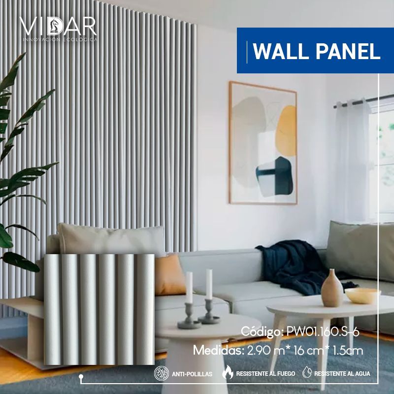 VIDAR - WALL PANEL WPC INTERIOR GYPSOPHILA GRAY VENTA POR CAJA DE 10 UND