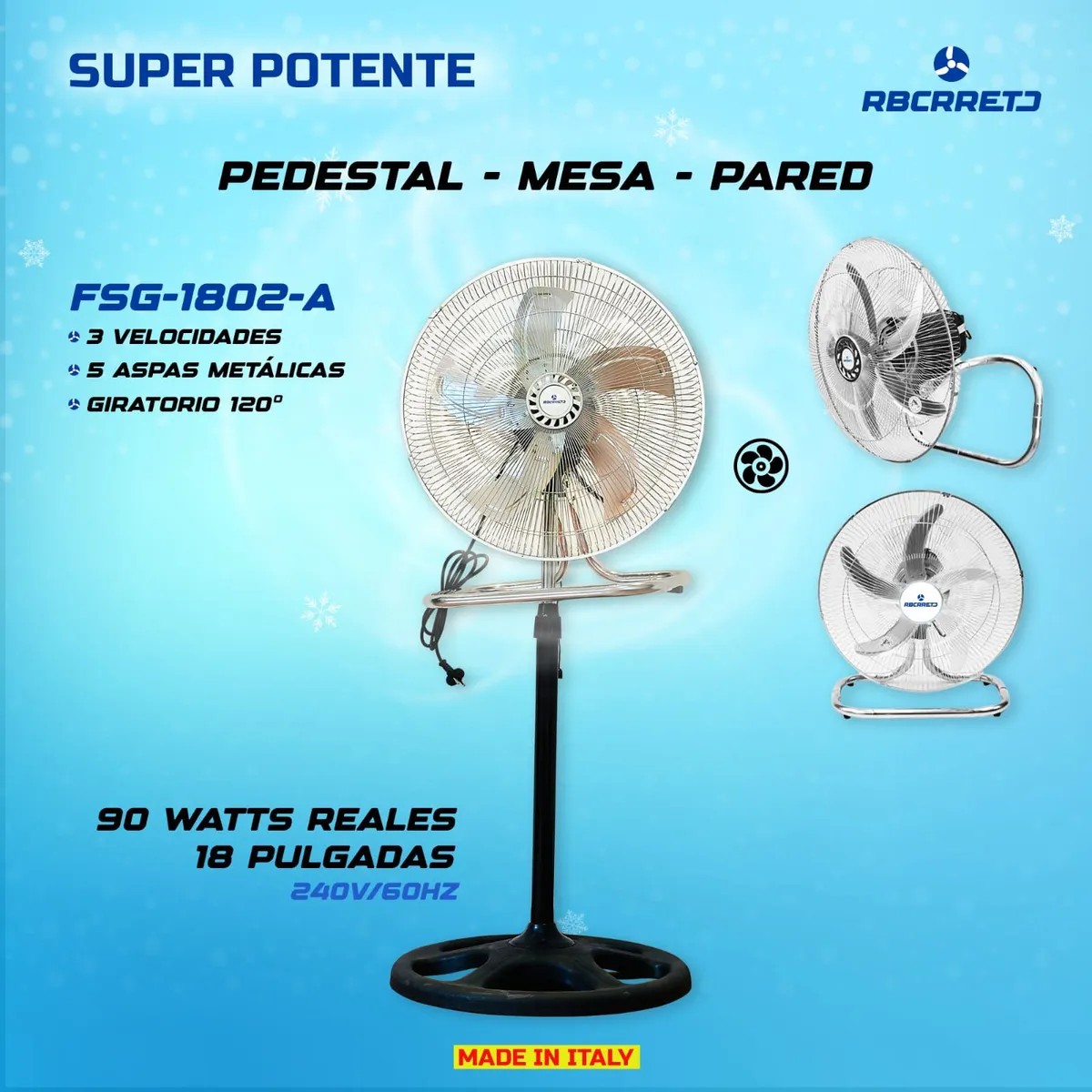 GENERICO - Ventilador de Pedestal 18 pulgadas FSG-1802-A Rbcrreto metal