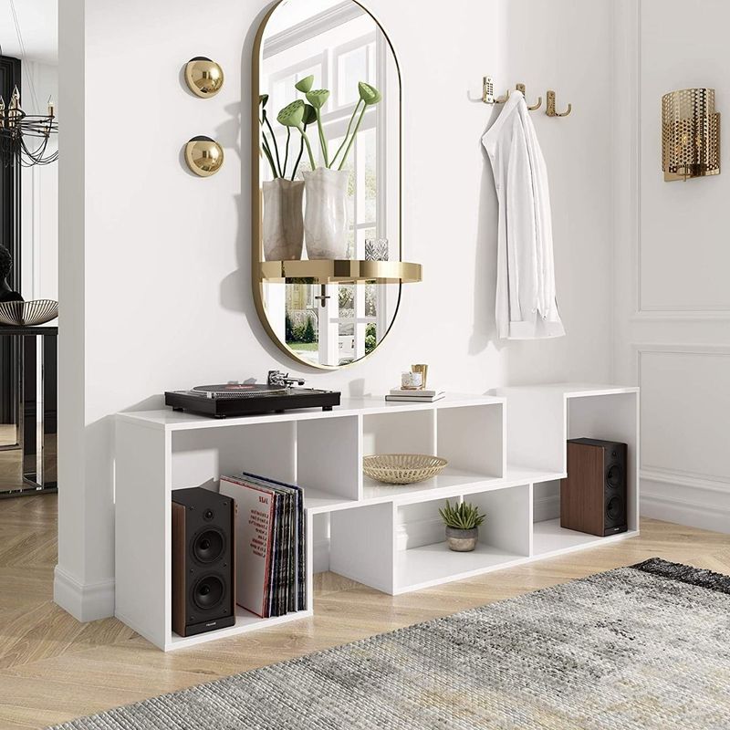 AMUEBLE - Centro de Entretenimiento Melamine  ELLE HIT  melamina 18MM BLANCO