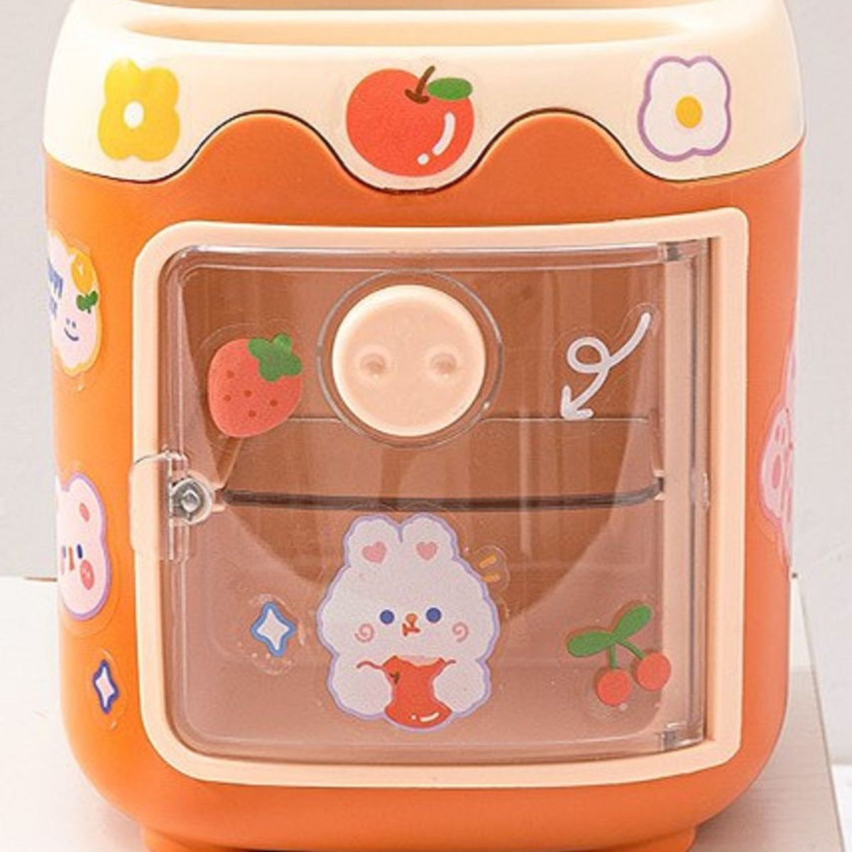 GENERICO - ORGANIZADOR DE UTENSILIOS KAWAII  NARANJA CON STICKER 2D