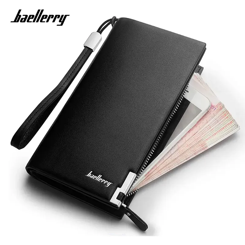 BAELLERRY - BILLETERA LARGA HOMBRE CUERO MONEDERO CON CIERRE BAELLERRY - M001