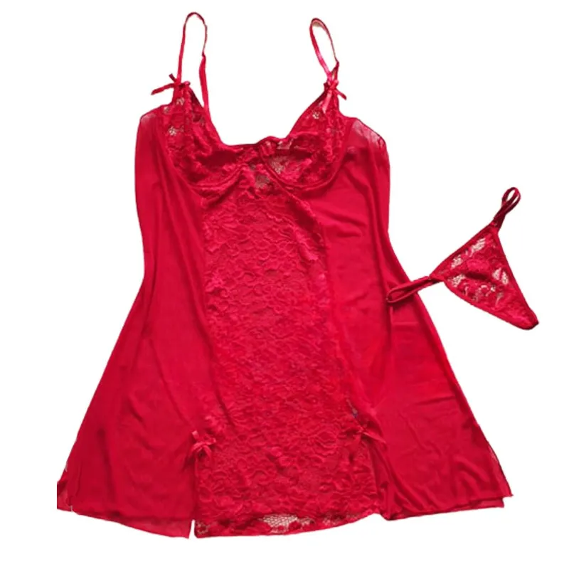 GENERICO - Babydoll Rachael más Tanga hilo regulable Lencería fina