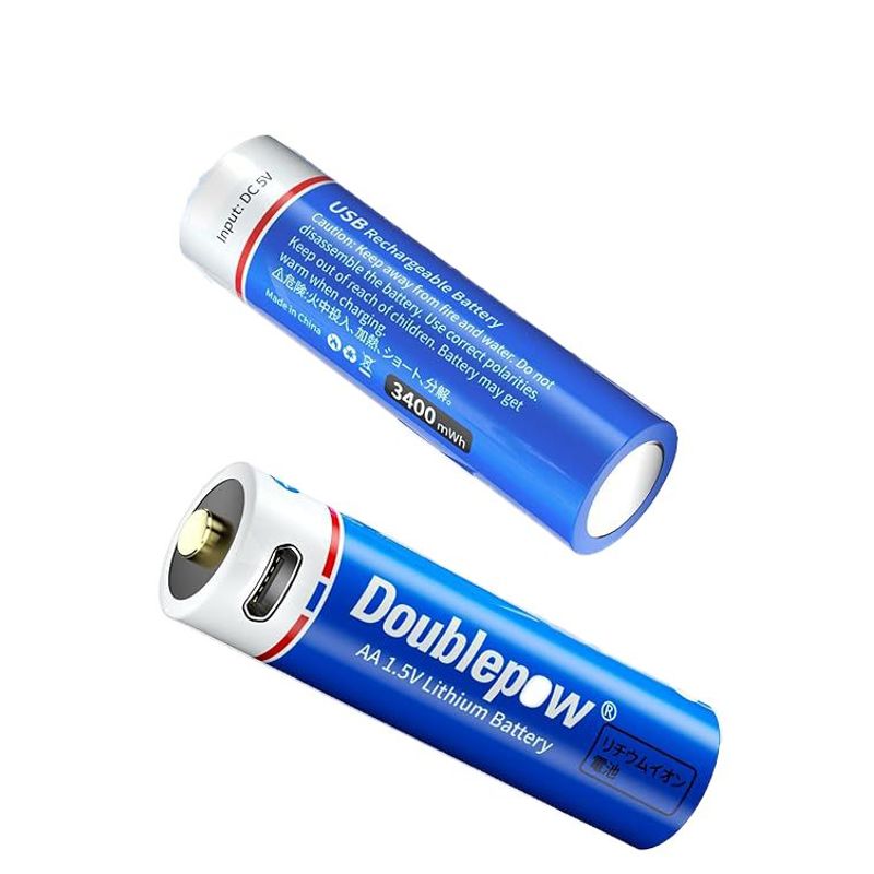 GENERICO - pilas de litio USB-C recargable AA 15v doublepow pack 2unidades