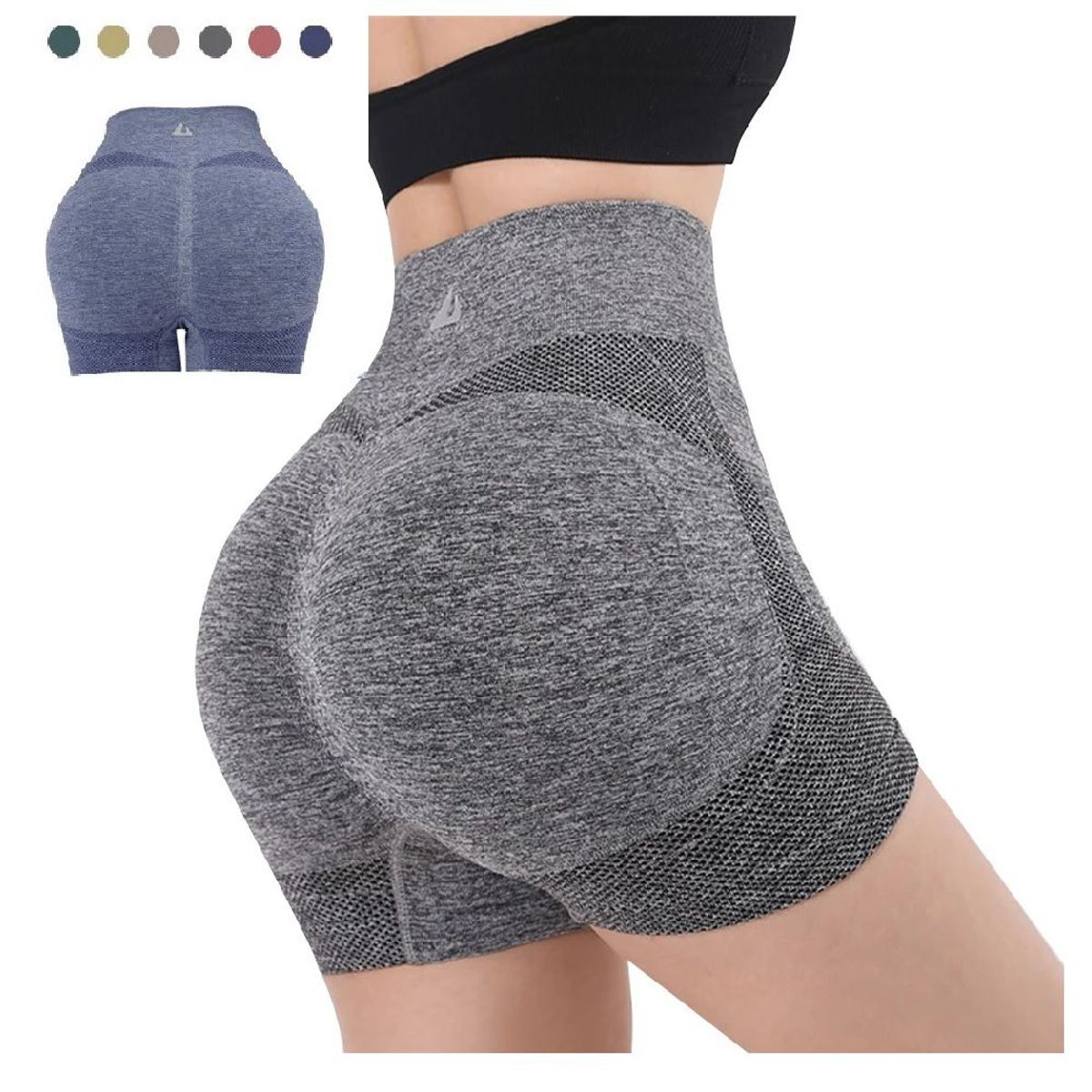 GENERICO - Short Fitness con Push Up y sin Costuras para Mujer Color Variado