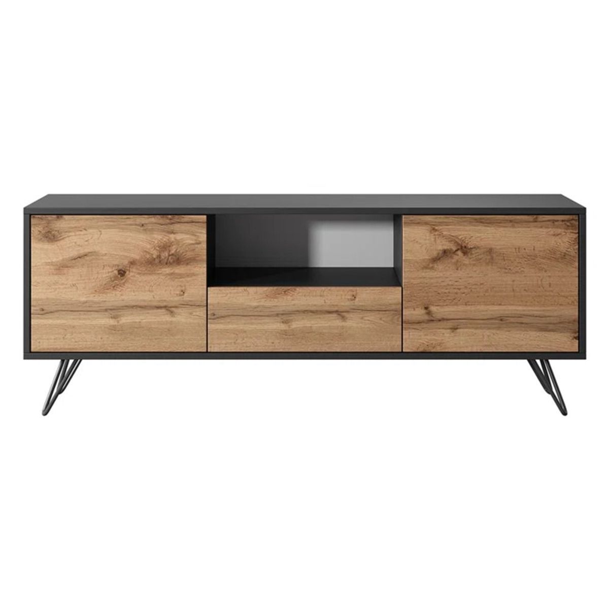TU MESITA - Mesa de TV Moderna Sahara Negro/Roble 137cm TU MESITA