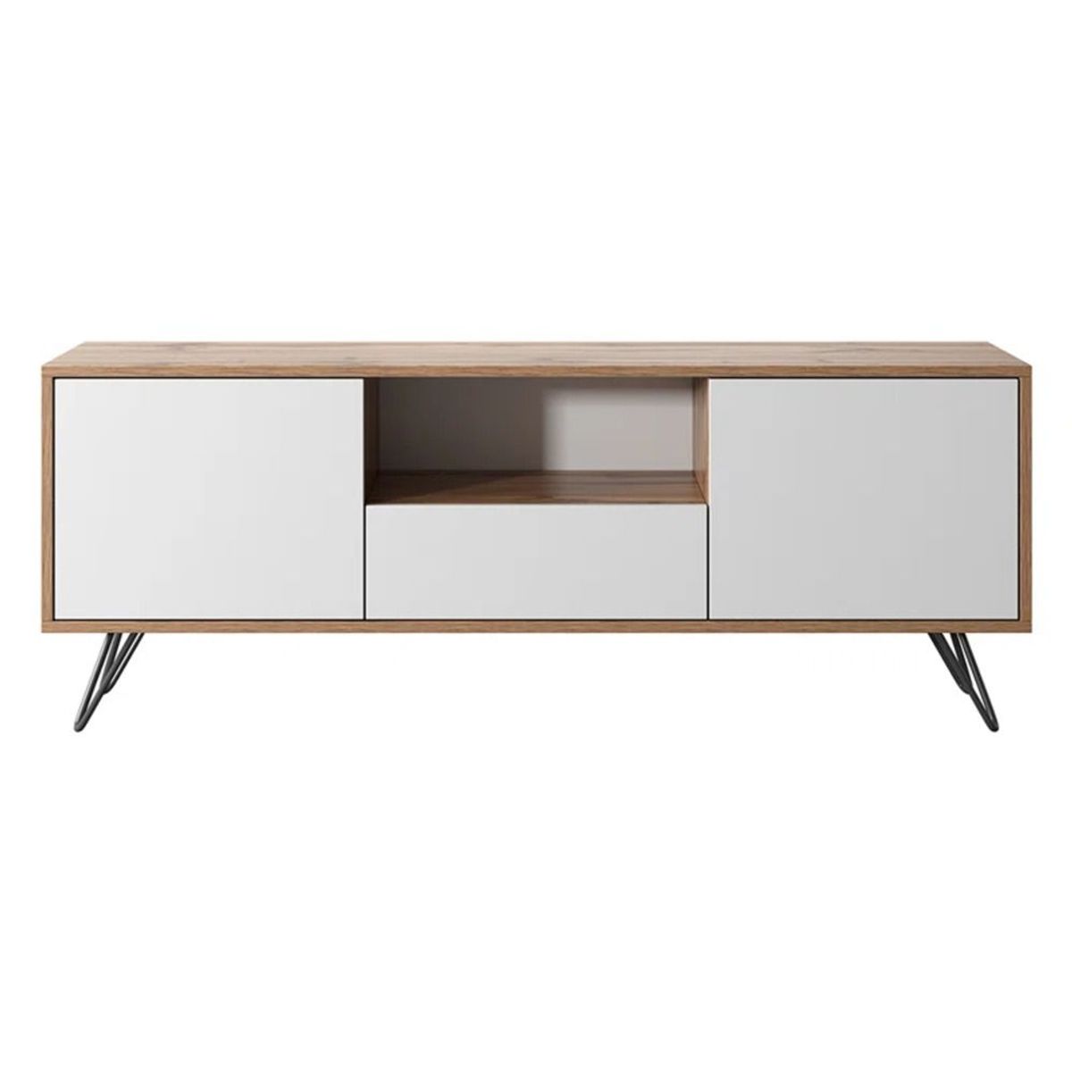 TU MESITA - Mesa de TV Moderna Sahara Blanco/Roble 137cm TU MESITA