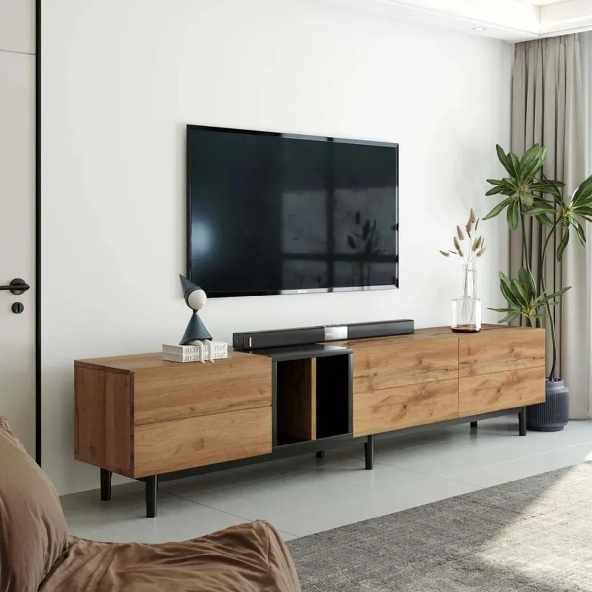 TU MESITA - Mesa de TV Moderna Togo Marrón 195cm TU MESITA