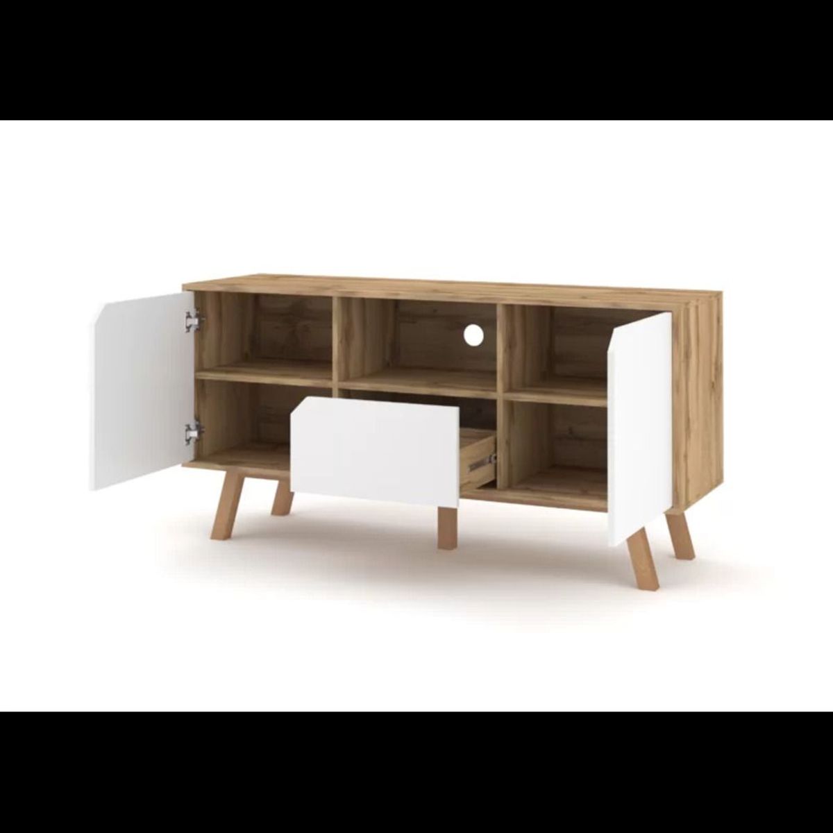 TU MESITA - Mesa de TV Moderna Burkina Blanca 140cm TU MESITA