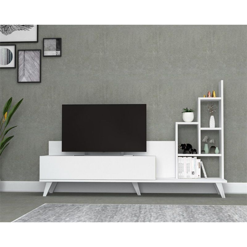 TU MESITA - Mesa de TV con Estantes Belis Blanco TU MESITA