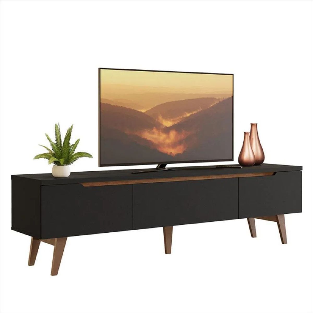 TU MESITA - Mueble para TV 2 puertas 1 cajón Topacio Color Negro TU MESITA