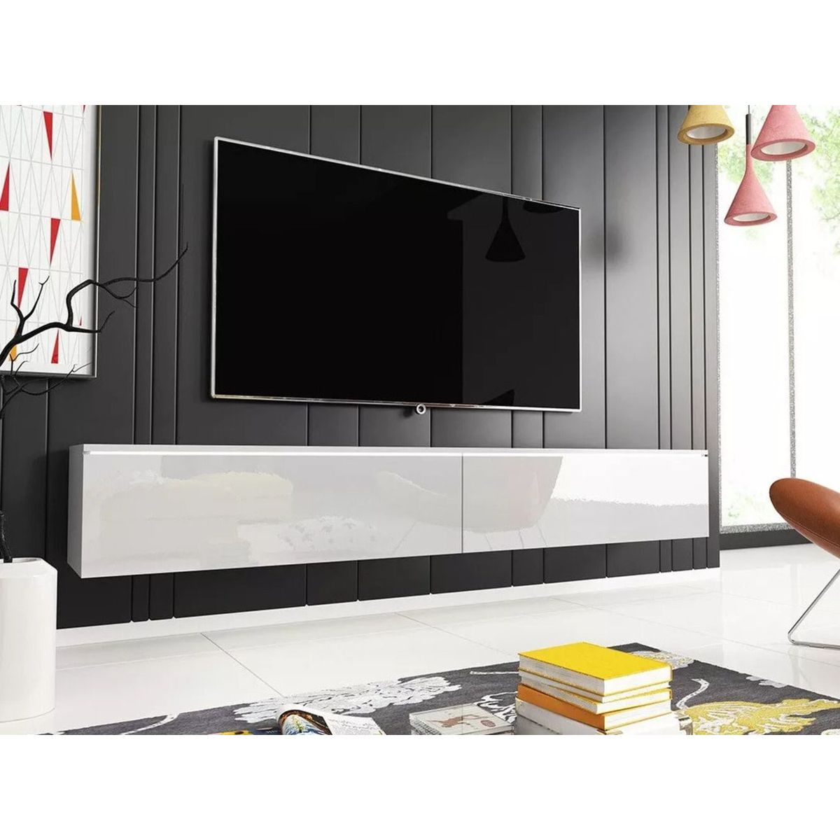 TU MESITA - Mueble para Tv flotante 2 puertas Elvira color Blanco TU MESITA
