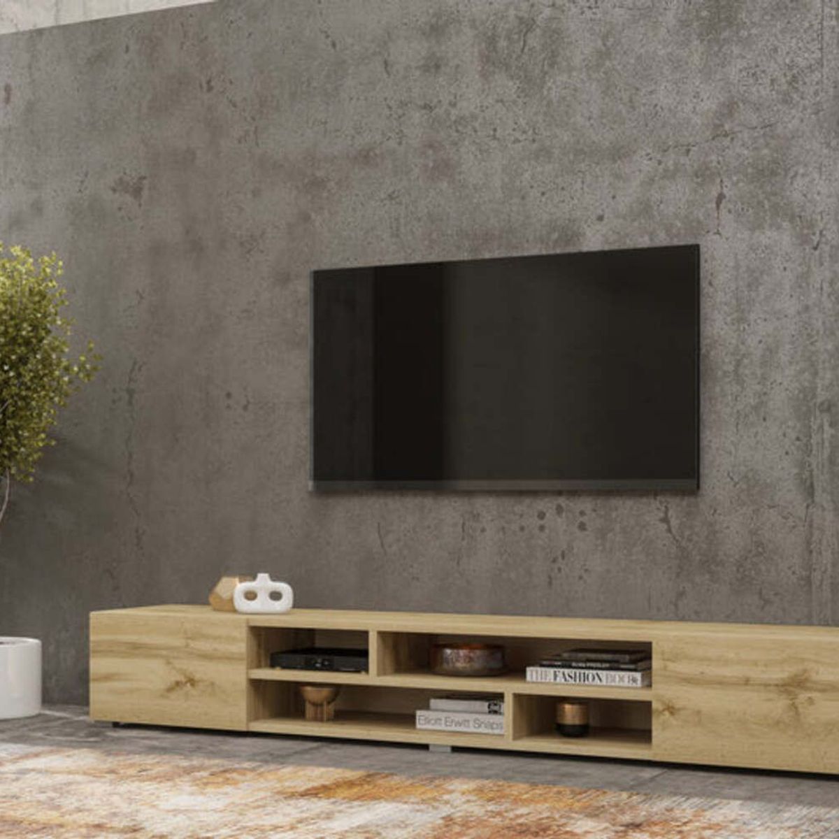 TU MESITA - Mesa de Tv Moderna 2 puertas Olimpia color Duna TU MESITA