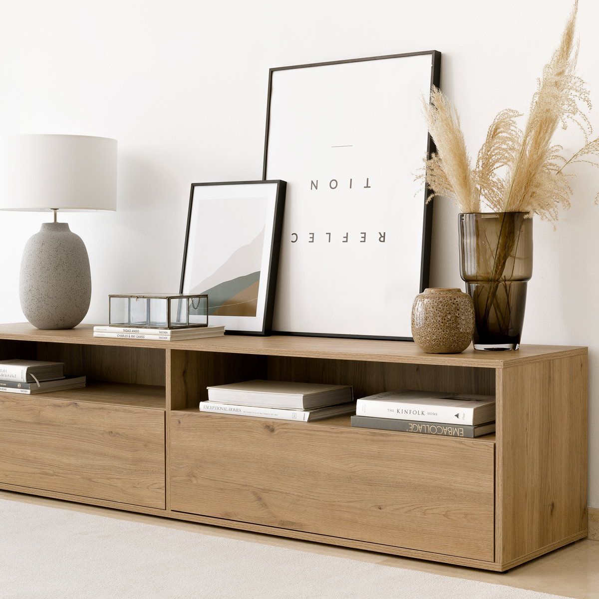 TU MESITA - Mesa de Tv 2 cajones Senna color Duna TU MESITA