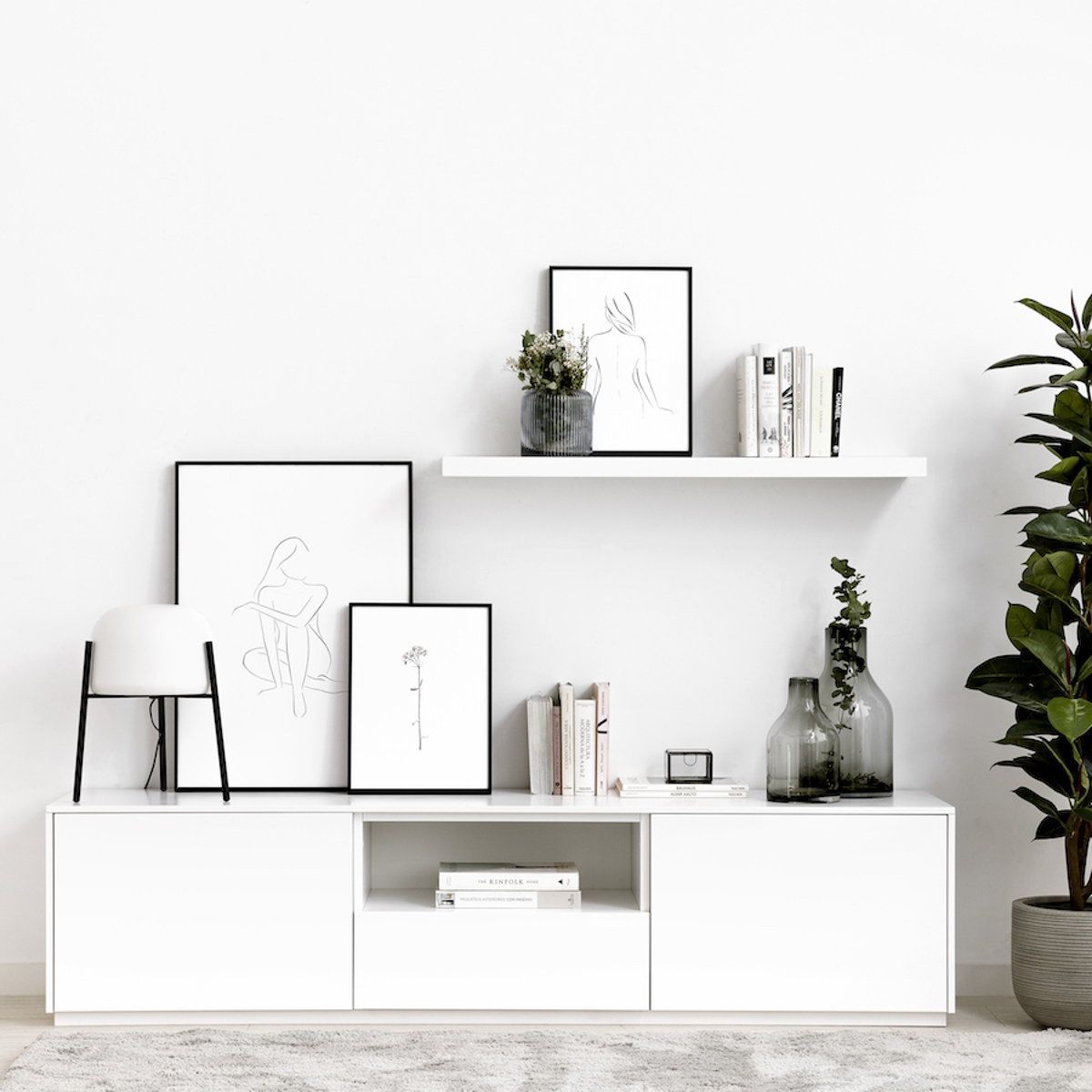 TU MESITA - Mesa de Tv 2 puertas 1 cajón Prost color Blanco TU MESITA