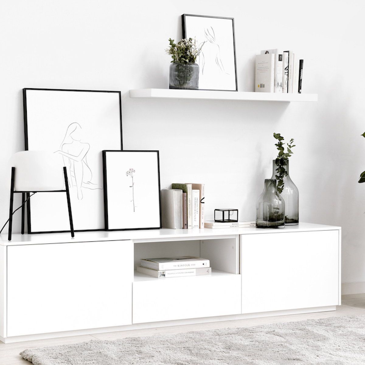 TU MESITA - Mesa de Tv 2 puertas 1 cajón Prost color Blanco TU MESITA