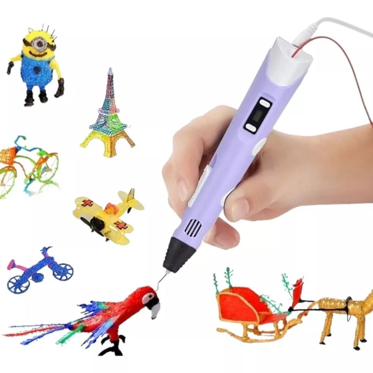 GENERICO - Lápiz lapicero 3D portátil impresión manual - Morado