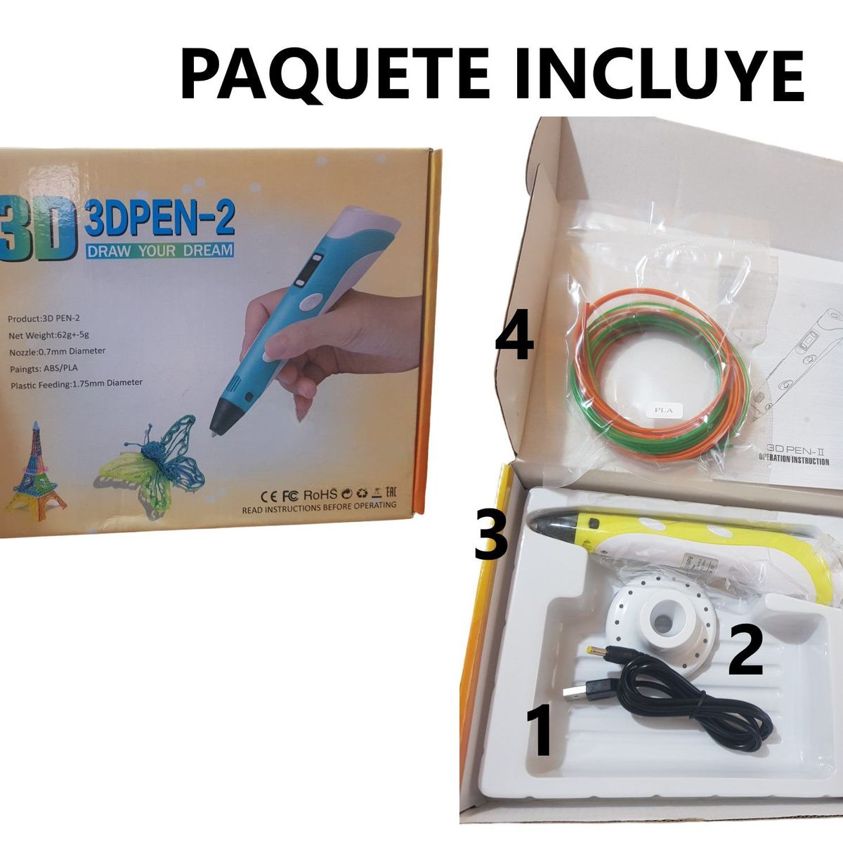 GENERICO - Lápiz lapicero 3D portátil impresión manual - Morado