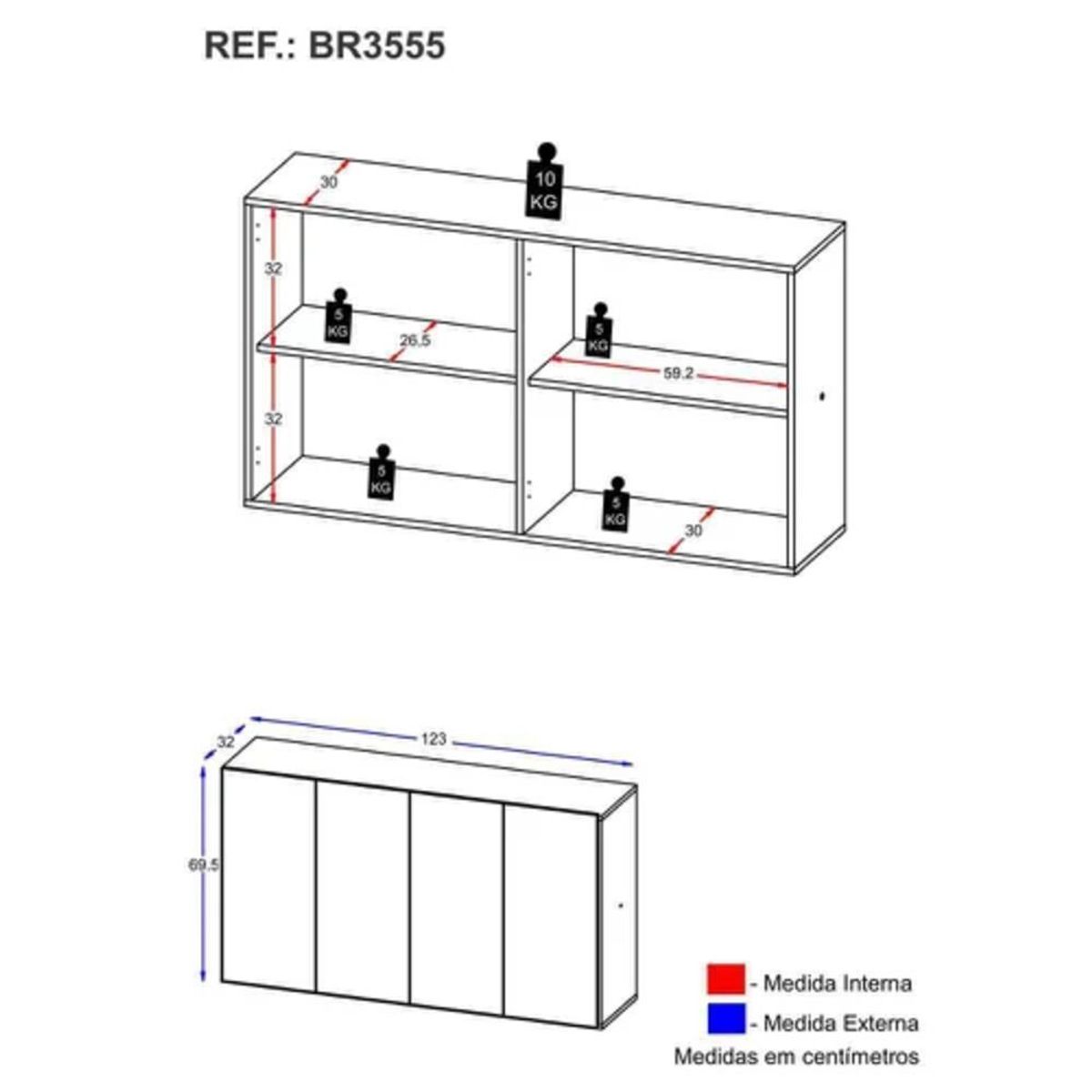 TU MESITA - Aparador Moderno Alemania Blanco 4 Puertas TU MESITA